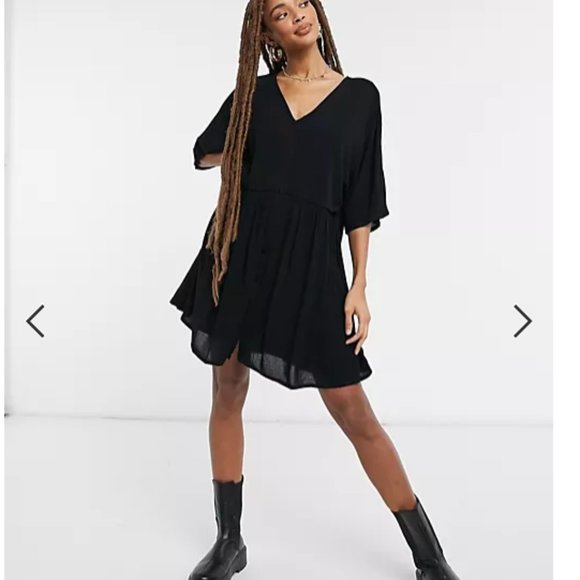 Asos In the Style Black Trapeze Midi Dress Tunic - Picture 2 of 11